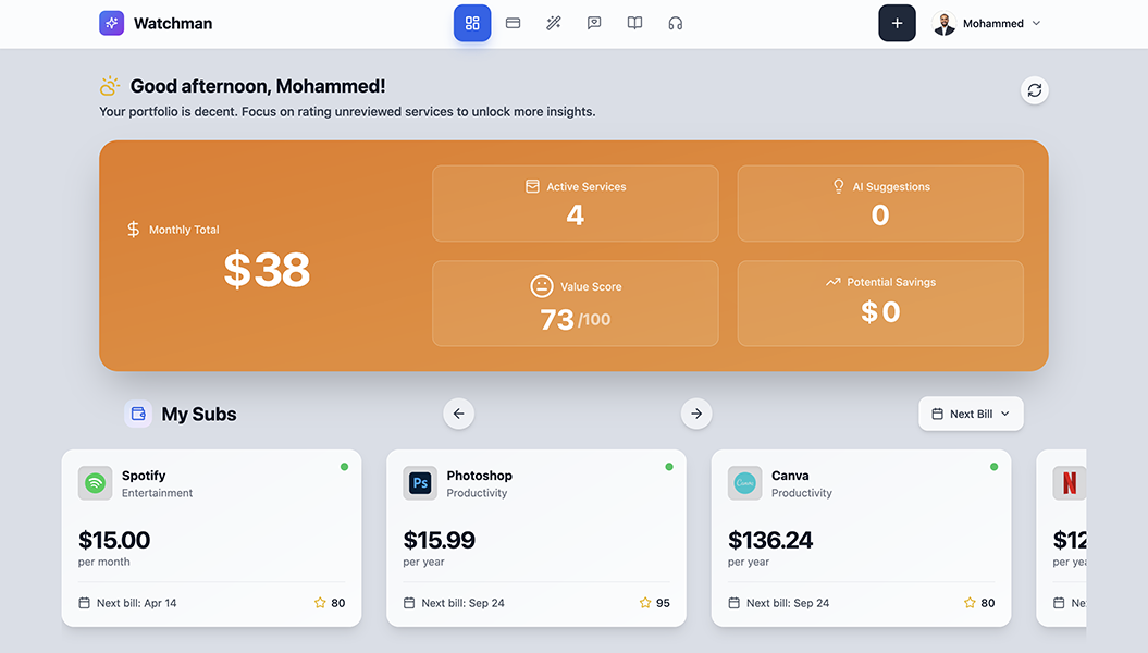 AI Expense & Subscription Management & Financial Intelligence
